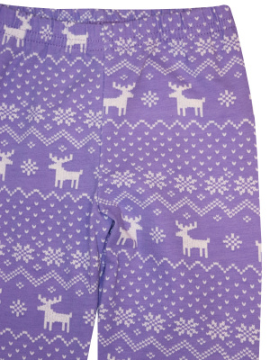 Леггинсы "Зимний узор" с оленями - Размер 128 - Цвет фиолетовый - Картинка #4
