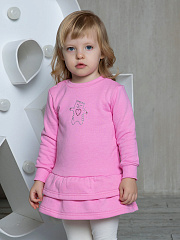 Платье "Базовый ассортимент" с котиком - Размер 86 - Цвет розовый - Картинка #1